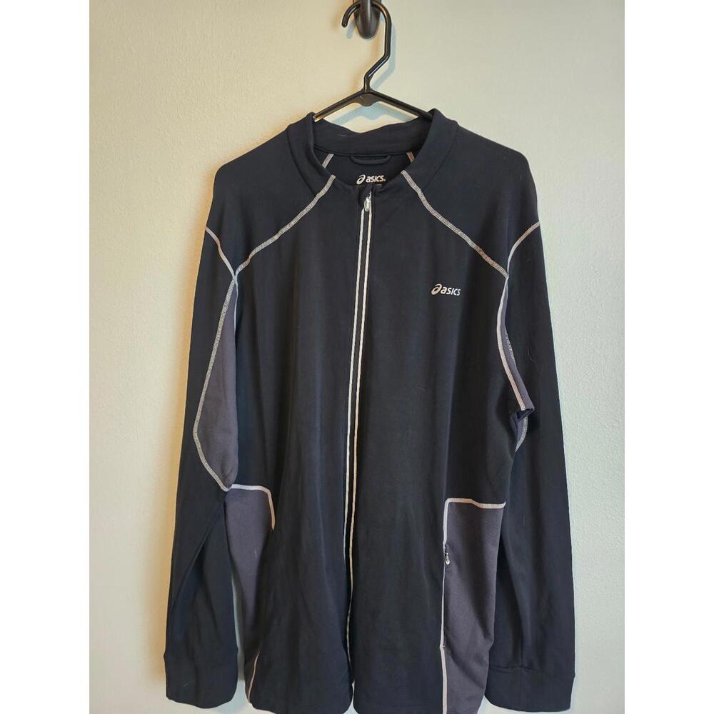 Asics Black/Grey Full Zip Run Lite Show Running Jacket (XL)